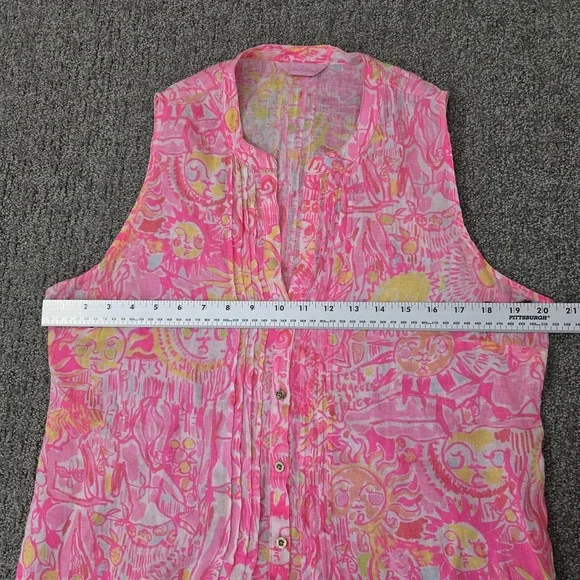 Lilly Pulitzer Pink Pout Linen Sarasota Tunic Dress Pink Tank Large - Picture 7 of 8